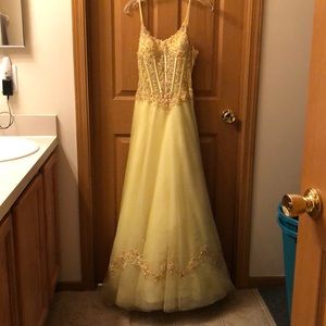 Corset Style Yellow Prom Dress